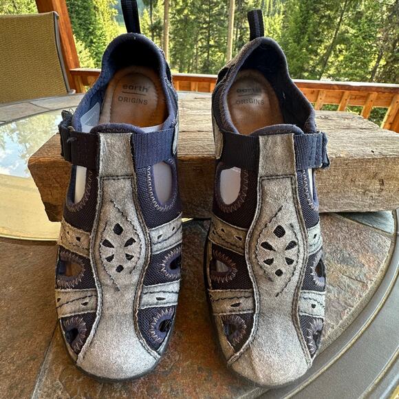 Earth Origins Shoes - VTG Earth Origins Fisherman Sandals 8.5 Leather Walking Outdoor Comfort Shoe Y2K